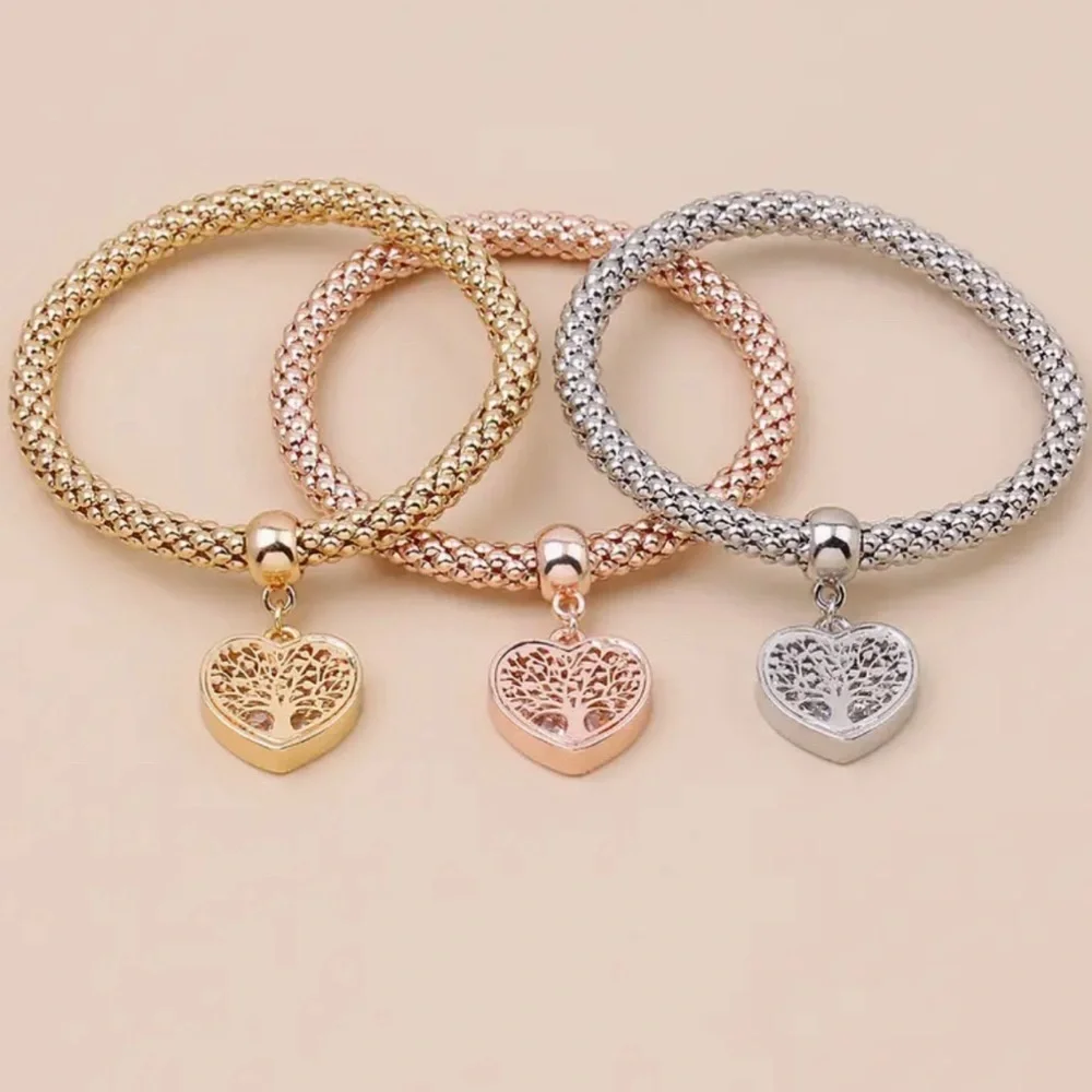 Tree of Life Heart Charms Layered Bracelet Set - Picture 4 of 4